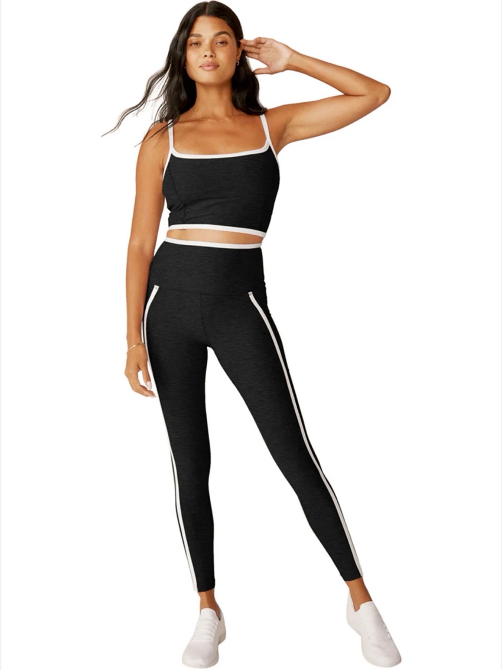Beyond Yoga Spacedye New Moves Cropped Tank And Leggings Black & White
